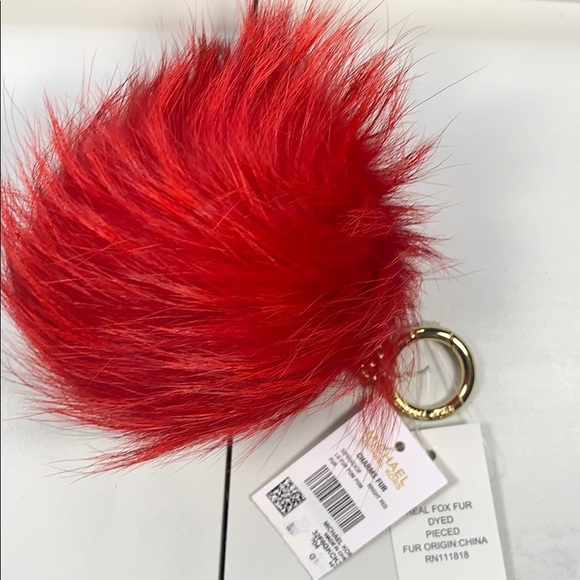 Michael Kors Accessories - Michael Kors fur keychain red
